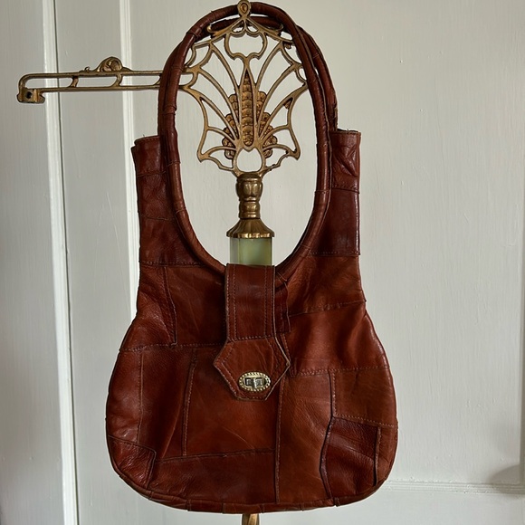 Vintage Handbags - Vintage Brown Leather Shoulder Bag